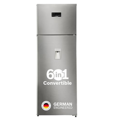 Bosch 368L, 1 Star, Frost Free Double Door Refrigerator with 2.5 L Water Dispenser | 6-in-1 Convertible Storage Modes | Fresh up to 10 Days | Touch Panel | 2 Cooling System (CTC39S21AI, Steel, 2026)