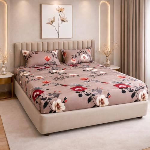 THEA King Size Double Bedsheet Set (Flat)| 100% Cotton Like Soft Fabric