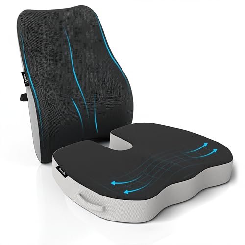 Lifelong Backrest & Seat Cushion Combo for Pain Relief | High-Density Orthopedic Memory Foam Support for Back, Coccyx & Sciatica | Improves Posture & Comfort During Long Sitting Hours at Home & Work