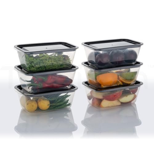TRUBILLION CrystalFresh Set of 6 Fridge Storage Containers with Lids 1100ml Freezer Safe BPA Free Food Grade Stackable Transparent Boxes for Vegetables Fruits Snacks Kitchen Made in India