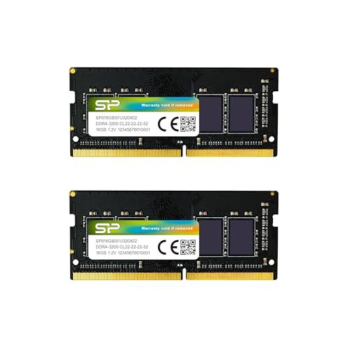 SP Silicon Power DDR4 32GB(16GBx2) 3200MHz CL19 1.2V SODIMM Laptop Computer RAM Memory (SP032GBSFU320X22IN)