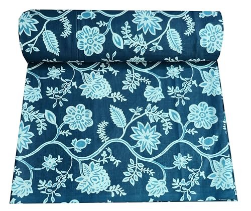 Fashionmart 2 Meter Hand Block Indian Cotton Unstitched Jaipuri Handmade Digital Printed Fabric Material for Women Kurta/Blouse/Palazzos/Piece Material for Women’s (Green Jal)