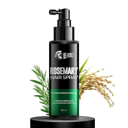 Beardo Rosemary Hair Spray with Redensyl & Rice Water | Activates Natural Hair Growth, Reduces Hair Fall & Breakage | Strengthens Roots | Non-Sticky Daily Hair Tonic for Men- 100ml
