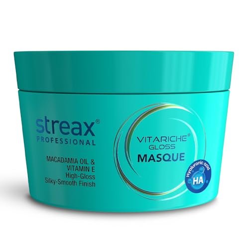 Streax Professional Vitariche Gloss Hair Mask With Hyaluronic Acid- 200gm, Deep Conditioner for Dry, Damaged & Frizz free Hair, Hydrating Masque with Hyaluron Molecules, Sulfate & Paraben-Free, Hair Mask for Frizzy Hair, For Smooth, Shiny, Bouncy, Hydrated Hair (Pack of 1)