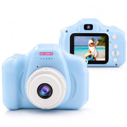 MiniExplorer Mini Camera for Kids 3.0MP 1080P HD Video Digital Camera with 2-Inch Screen, USB Rechargeable Camera for Photo, Supports 32GB SD Card, Toys for Boys & Girls 7-14 Years – Blue