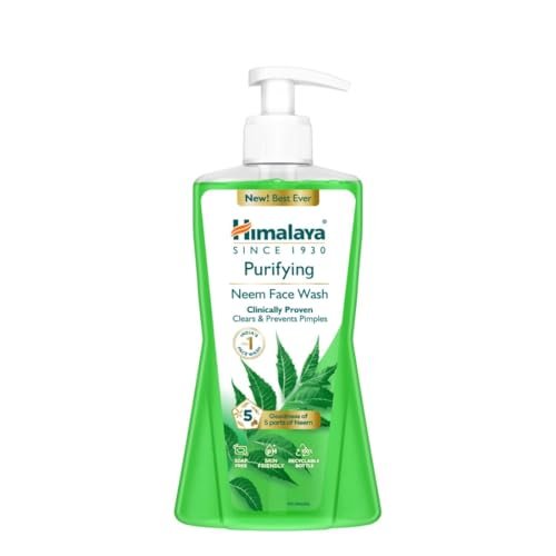 Himalaya Purifying Neem Face Wash | With 5 Parts of Neem & Turmeric | Clears & Prevents Pimples & Acne | Clinically Proven Formula | For Oily & Acne Prone Skin ||For Men and Women| 400ml