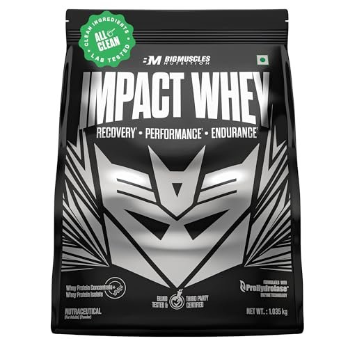 Bigmuscles Nutrition Impact Whey Protein Isolate & Concentrate [1.035kg, Rich Chocolate] | 24g Protein | ProHydrolase Enzyme Technology | Powered By Stevia | 3rd Party Tested