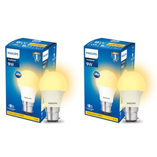 PHILIPS 9W B22 LED Warm White Bulb, Pack of 2