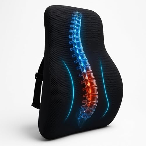 Voltonix Memory Foam Car Seat Back Support, Orthopedic Lumbar Back Rest for Back Pain Relief, Back Support Pillow for Office ChairCar Support Pillow,-Seat Cushion