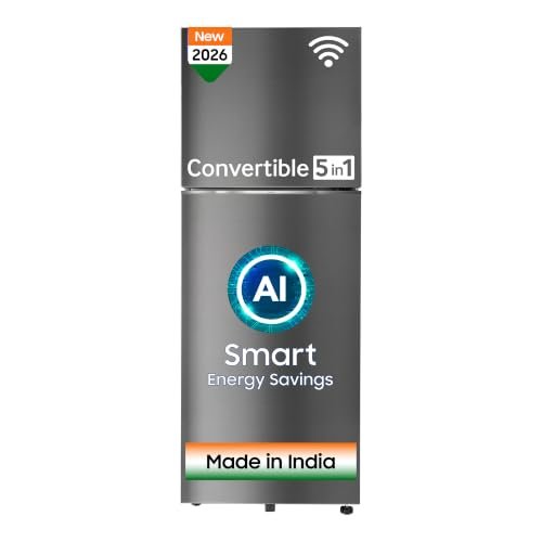 Samsung 350 L, 3 Star, Convertible 5-in-1, Digital Inverter, Frost Free Double Door, WiFi Bespoke AI Refrigerator (RT38HG5A23S8HL, Silver, Elegant Inox, 2026 Model)