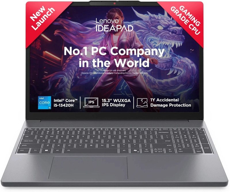 Lenovo IdeaPad Slim 3 WUXGA IPS with 1Yr ADP Intel Core i5 13th Gen 13420H – (16 GB/512 GB SSD/Windows 11 Home) 15IRH10 Thin and Light Laptop(15.3 inch, Luna Grey, 1.59 Kg, With MS Office)