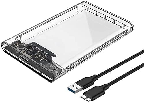 ANCIARY External Portable USB3.0 to SATA Clear Hard Drive Enclosure for 2.5 Inches HDD SSD Below 9.5mm Thickness, Support UASP SATA III, Max 4TB, Tool-Free Design GY Transparent