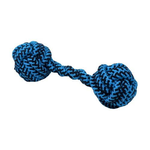 Petbabas Knotted Dumbbell Rope for Dogs and Pets |Durable Chew Cotton Knotted Dumbbell Shape Tug Rope Toy |Chewing and Teething for Dogs and Puppies Woven Rope Dog Toy, 23 cm (Blue)