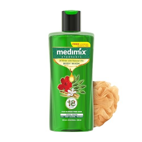 Medimix Ayurvedic Bodywash 18 Herbs & Natural Oils For Healthy & Refreshed Skin | Shower Gel For soft, nourished & glowing skin | Herbal | Paraben-free & Sulphate-free 250ml+50ml Extra
