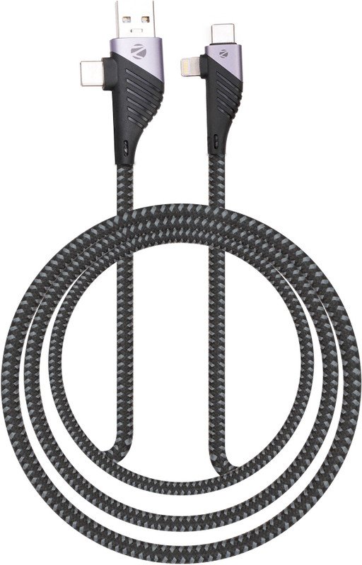 ZEBRONICS USB Type C Cable 2 A 1 m ZEB-UCLC65B(Compatible with Mobile, Tablet, Computer, Black, One Cable, USB Type C To USB Type C, 65 W)