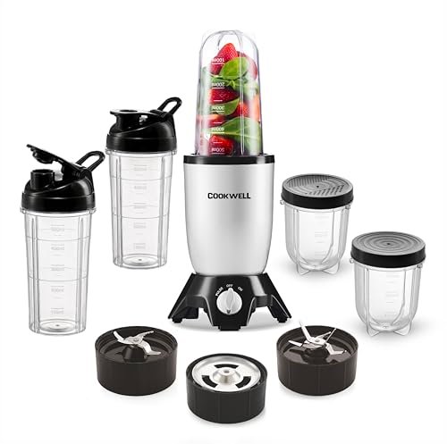 Cookwell Bullet Mixer Grinder (5 Jars, 3 Blades, Silver) – Copper, 600 Watts – 2 Year Warranty