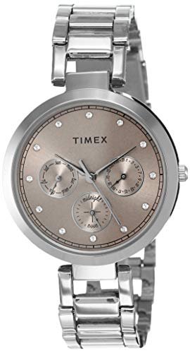 TIMEX Analog Watch for Women with Pink Round Dial & Silver Stainless Steel Bracelet Band Water Resistant Women’s Wrist Watches – TW000X212