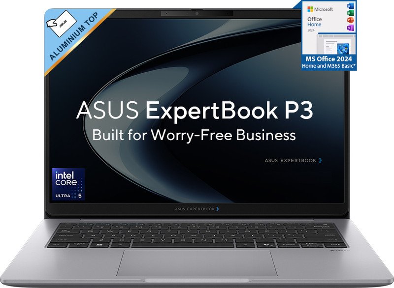 ASUS ExpertBook P3 Aluminium Top Next-Gen AI PC with 1 Yr ADP A Part Metal Intel Core Ultra 5 – (16 GB/1 TB SSD/Windows 11 Home) P3406CCA-LY0123WS Thin and Light Laptop(14 inch, Misty Grey, 1.49 kg, With MS Office)