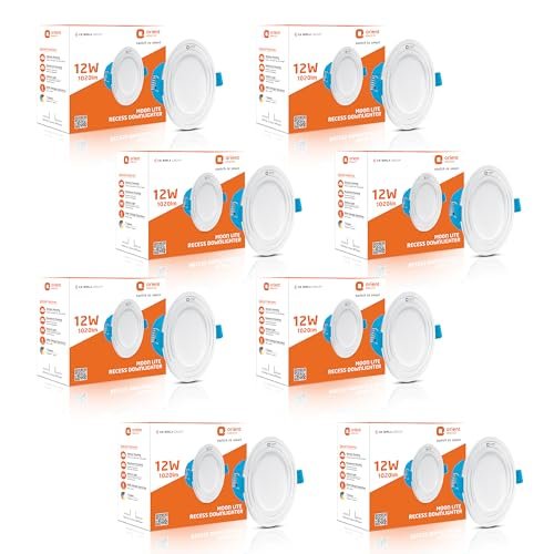 Orient Electric Moonlite 12W LED Ceiling Light | 6500K, Cool White Light | Round Recessed Ceiling LED Light | Suited for 3 inch Junction Box | Pack of 8