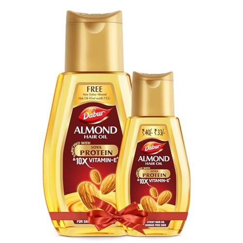 Dabur Almond Hair Oil – with Almond, Vitamin E and Soya Protein (100 ml +50 ml Free )