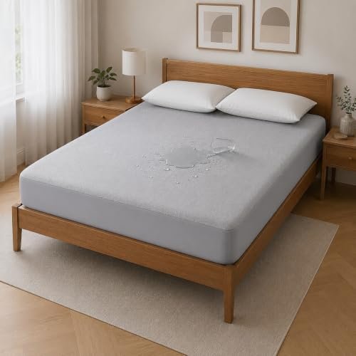 Amazon Brand – Solimo Cotton Water Resistant Mattress Protector| OEKO TEX certified | Chemical Free| Waterproof & Hypoallergenic| 78″x72″ – King Size, Grey