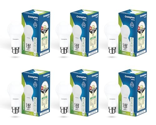 Crompton Param LED Bulb | 12W | Cool Day Light | B22 Base | 180 Degree Coverage | 4kV Surge Protection | 440V High Voltage Protection | Pack of 6