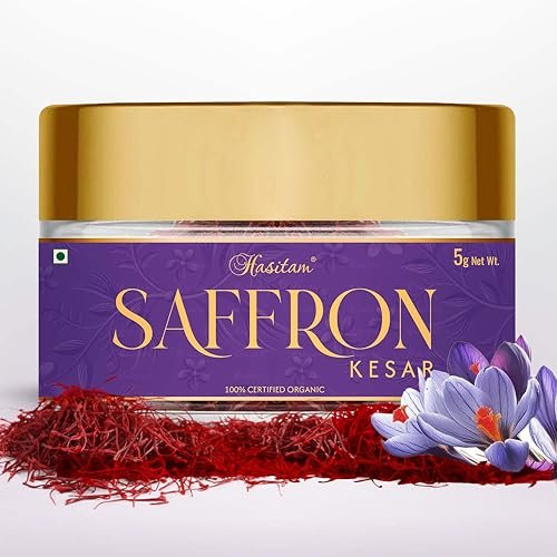 Hasitam (5gm) Pure Original Kashmiri Saffron/Kesar/Kumkuma Puvvu | Certified highest Grade A++++ | Ideal for Cooking, Desserts, Milk, Sweets & Skincare