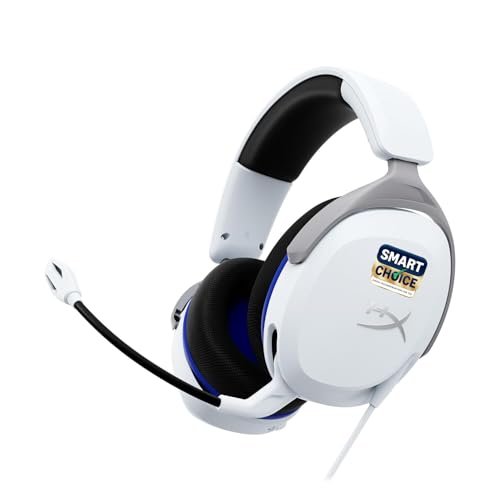 HyperX Cloud Stinger 2 Core Smartchoice- Gaming Headset for PlayStation, Lightweight Over-Ear Headset with mic, Swivel-to-Mute Function, 40mm Drivers (6H9B5AA), White