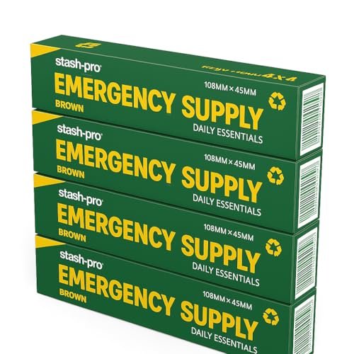 Stash-Pro Emergency Supply – 4 Brown Rolling Papers + 4 Tips per Booklet, Pack of 4 (10 Booklets Each), – 160 Papers & Tips Total