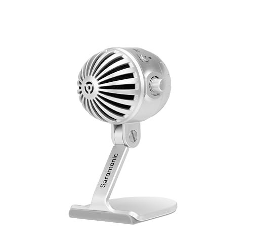 Saramonic SmartMic MTV500 Desktop USB Studio Microphone for Computer Android Smartphones Tablets Multi-Pattern Plug Play Condenser Mic for Live Streaming Game Video Recoding
