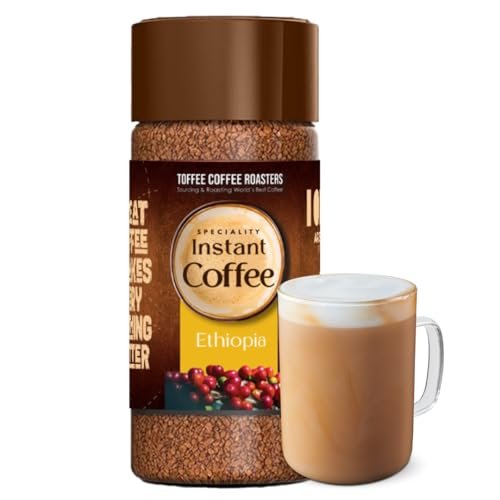 Toffee Coffee Roasters | Ethiopia Speciality Instant Coffee With Free Mason Jar | As Seen On Shark Tank | 100 gm | 100% Arabica | Ready in Seconds | Microground Technology | Makes 50 Cups