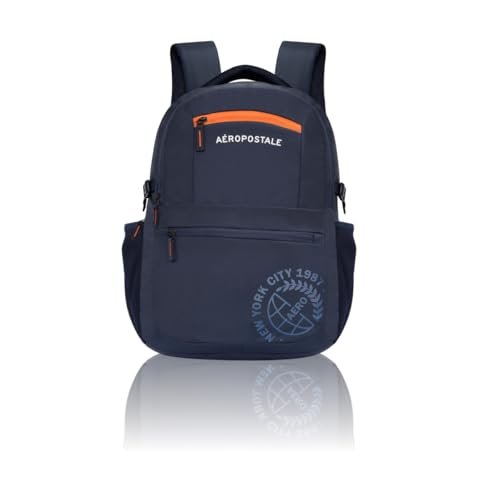Aeropostale Backpack Basin – Navy | Durable 2-Compartment Laptop Backpack with Rain Cover Compartment | Bag for School, College and Work | Padded Back and Multiple Utility Pockets