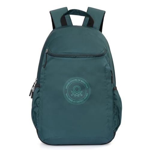 United Colors of Benetton Quirky 19L Laptop Backpack – Dark Green | Stylish & Water-Resistant | Fits 14-inch Laptop Compartment for College, Office & Everyday