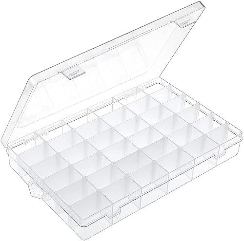 ApLiQ Rectangle Portable Transparent Plastic Detachable Storage 36 Grid with Adjustable Dividers Detachable Box Organizer Case for Jewellery Cosmetic Make up Organisers Sewing Button Earrings Holder