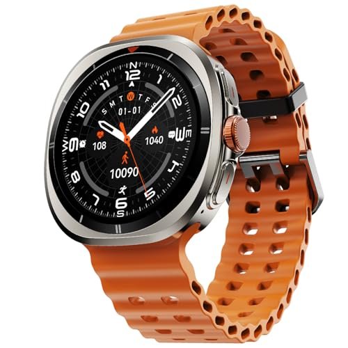 Fire-Boltt Axiom Round Smart Watch 1.43″ Super AMOLED Display with Always‑On Mode, Bluetooth Calling, Rotating Crown, SPO₂ & Heart Rate Monitor, IP67 Waterproof Silicone Smartwatch for Men – Orange