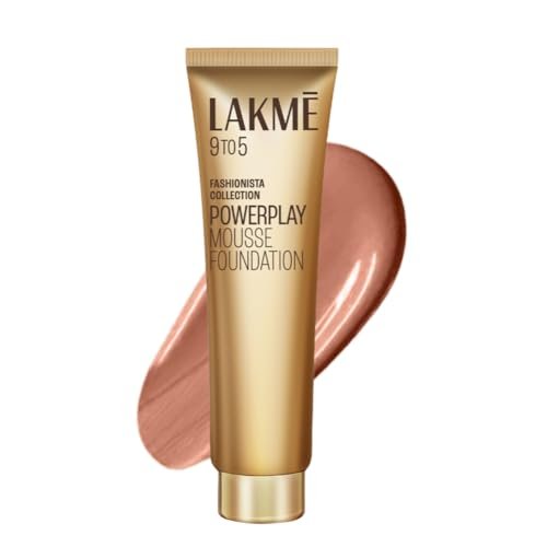 Lakme Powerplay Mousse Foundation, Matte Finish, Full coverage, Lightweight, Long Lasting Face Makeup,Rose Honey,25g