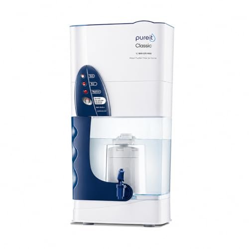 Pureit Classic 23 L Gravity Based Water Purifier | Activated Carbon Filtration | No Electricity Required | Multi-Stage Purification: Uses programmed Germ Kill technology (White)