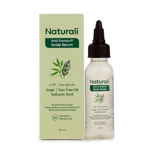 Naturali Anti-Dandruff Scalp Serum With Sage, Tea Tree Oil & Salicylic Acid | Reduces Dandruff Flakes | Prevents Recurrence of Dandruff | Soothes Itchy Scalp | Paraben-free | Best Anti-dandruff Serum | 50ml