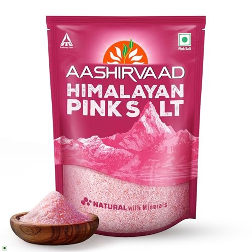 Aashirvaad Himalayan Pink Salt, 100% Natural Rock Salt Sourced from the Himalayan Ranges, Pure Sendha Namak with Minerals for Everyday Use, 1 Kg