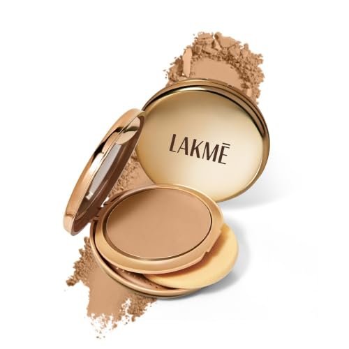 Lakme Unreal Dual Cover Pressed Powder, 2 In 1 Compact + Foundation, Non Cakey Coverage, Lightweight & Long Lasting Compact, 20 Nude,9g