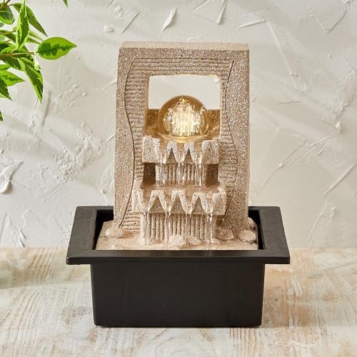 Home Centre Corsica Alpine Polyresin Zen Water Fountain with Rotating Ball – 20x17x26cm