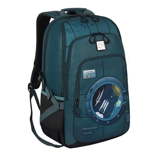 Gear Astronomer 19″/37L Large Water Resistant School Bag/Casual 5 Compartment Backpack/Daypack/Travel 5 Compartment Backpack/Kids Bag for Boys/Girls (Green-Green)