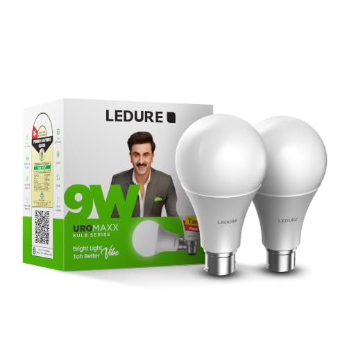 LEDURE 9W LED Bulb|B22 Base|BIS and BEE Approved|CoolWhite,Pack-1(Qty-2)