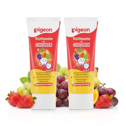 Pigeon Fruit Punch Toothpaste for Babies & Children | Formulated Without Fluoride, SLS, Added Colour & Paraben | pH Friendly Gentle Oral Care | 45 g Each | Pack of 2