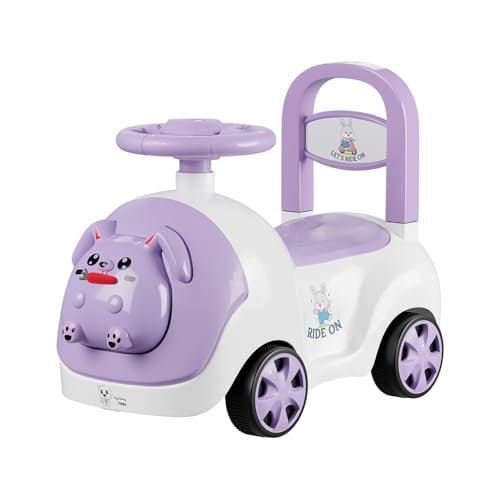Lifelong Bunny Manual Push Ride-On Toy Car with Back Support for Boys & Girls 1-4 Yrs, Distraction-Free, Non-Musical, Easy Installation, 50kg Capacity, Steering Wheel, Indoor Outdoor (LLCBBR01)