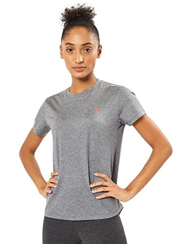 CULTSPORT Textured Women’s Performance T-Shirt | Moisture-Wicking | Crew Neck | Women Active Wear (CS700436L_Grey)