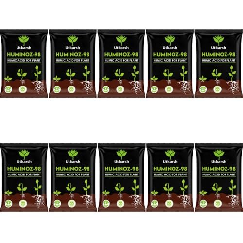 Utkarsh Huminoz-98 Humic Acid (98%) for Plants | Fertilizer for Potted Plants, Home Garden, Growth Enhancer, Soil Conditioner, Improves Root System | (Set of 10 of 900 gm; 9 Kg)