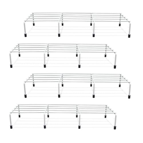 BonKaso Premium Rectangular Anti-Rust Metal Plant Stand Set (Pack of 4) – Stylish White Stands for Indoor, Outdoor, and Balcony Use