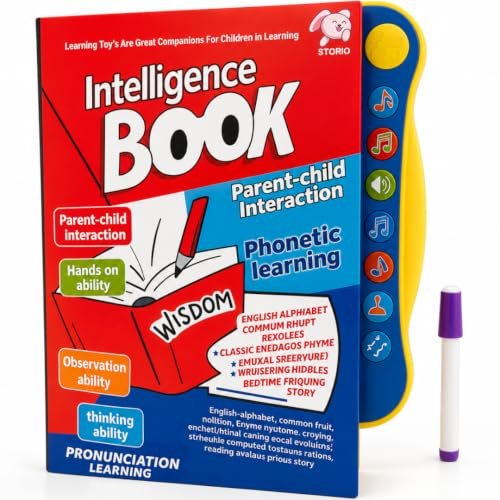 Storio Intelligence Book Sound Book for Children, English Letters & Words Learning Book, Fun Educational Toys. Activities with Numbers, Shapes Learning Book for Toddlers