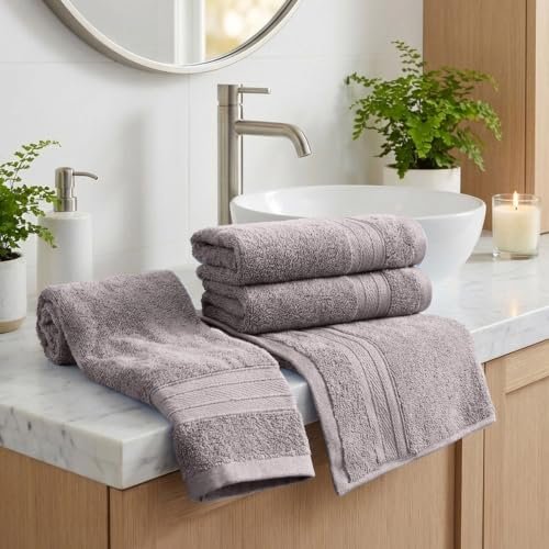 TRIDENT Soft Comfort Air Rich Towel 100% Cotton Hand Towel for Daily use, 500 GSM Highly Absorbent Towels for Men/Women, 4Pc Hand Towel Set (41 cm X 66 cm), Charcoal
